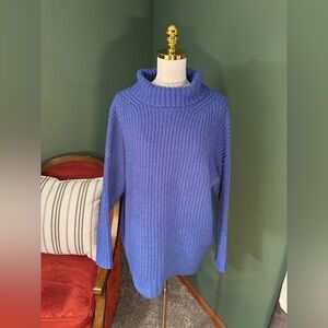 Cozy Blue Baggy Turtleneck Sweater